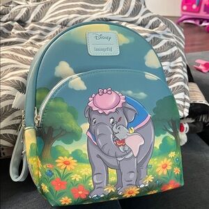 Loungefly Dumbo Mom & Baby Floral Mini Backpack - Teal Blue
